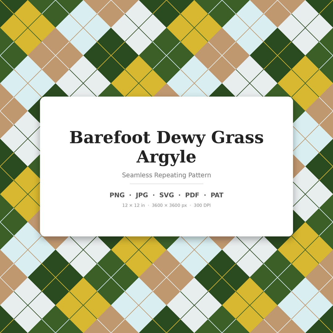 Barefoot Dewy Grass Argyle Seamless Pattern | Digital Download (png, jpg, svg, pdf, pat)