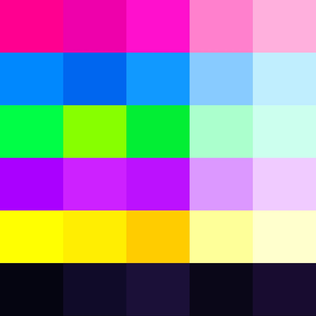 1980s Neon Color Palette | 30 Hex RGB CMYK Swatches (Digital Download)
