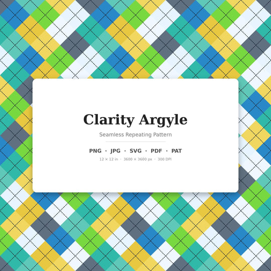 Motif sans couture Clarity Argyle | Tissu à motif répété multicolore (Téléchargement numérique)