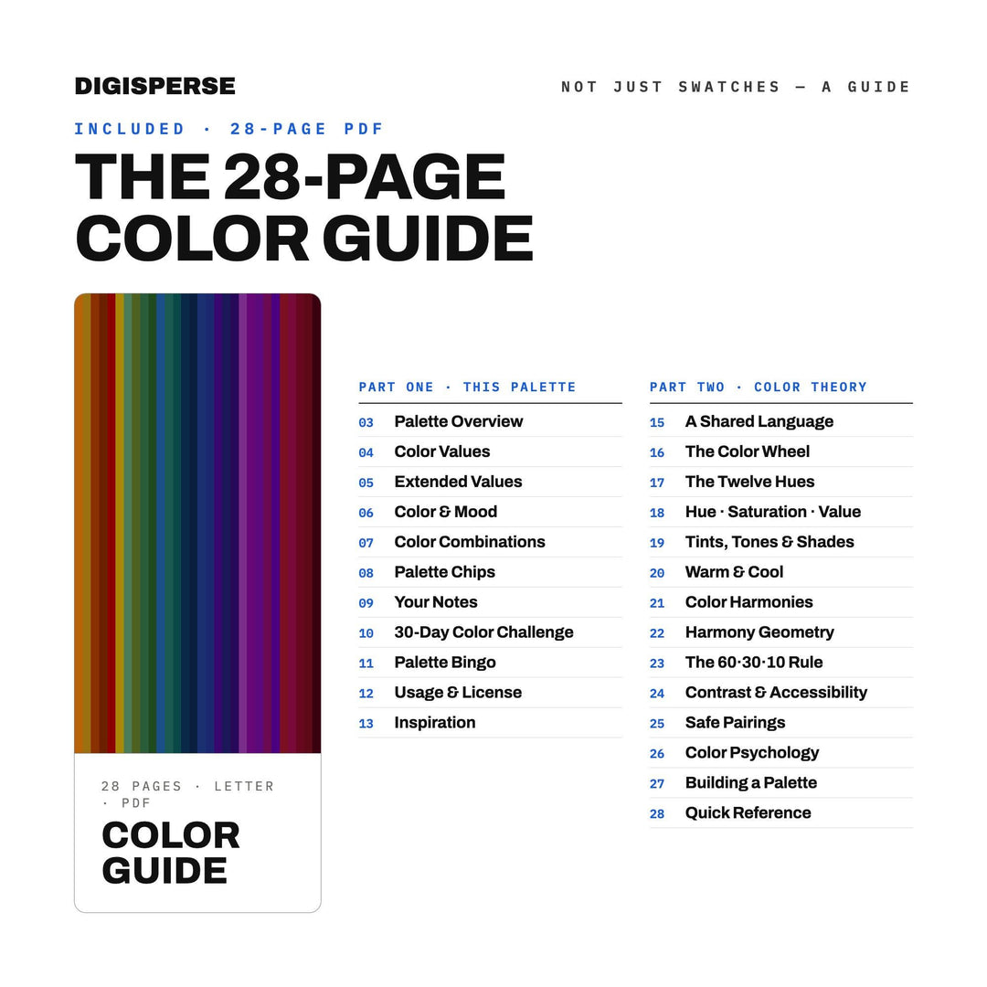 Dark Rainbow Color Palette | 30 Colors | Hex RGB CMYK | Procreate Swatches + ASE | Digital Download