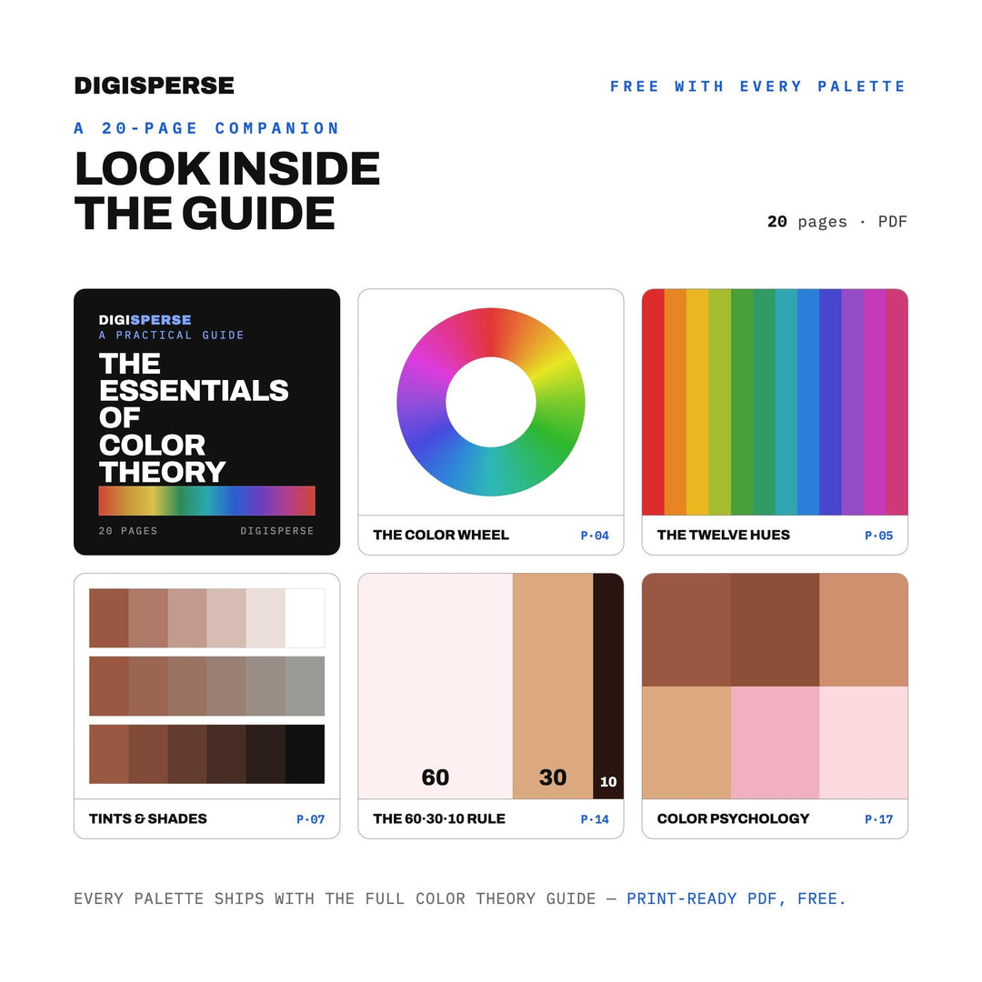 Blush & Umber Color Palette | 30 Colors | Hex RGB CMYK | Procreate Swatches + ASE | Digital Download