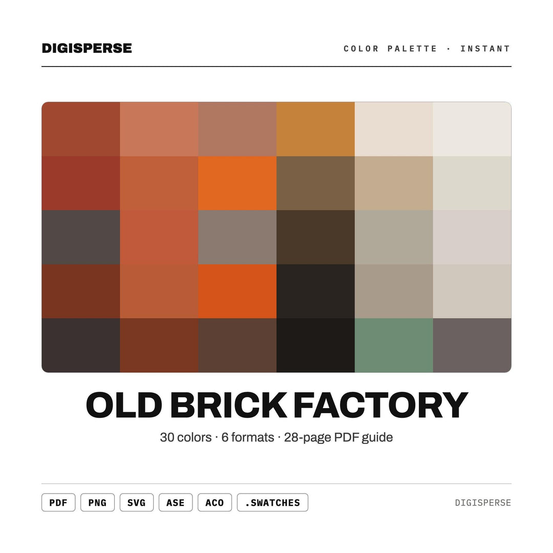 Old Brick Factory Color Palette | 30 Industrial Tones, Procreate, ASE (Digital Download)