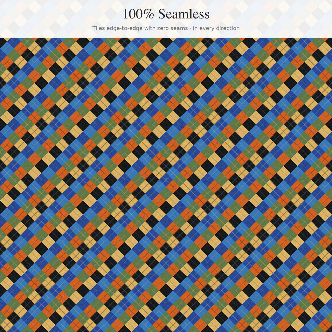 Abstract Expressionism Argyle Digital Paper for Bold Artistic Crafts, Seamless Painterly Diamond Check for Fabric and Collage Art