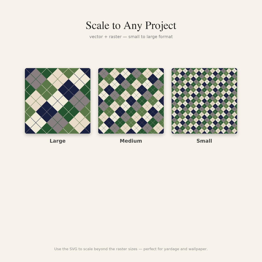 Dark Academia Argyle Digital Paper for Preppy Craft Projects, Seamless Collegiate Green Diamond Check for Sewing and Journals