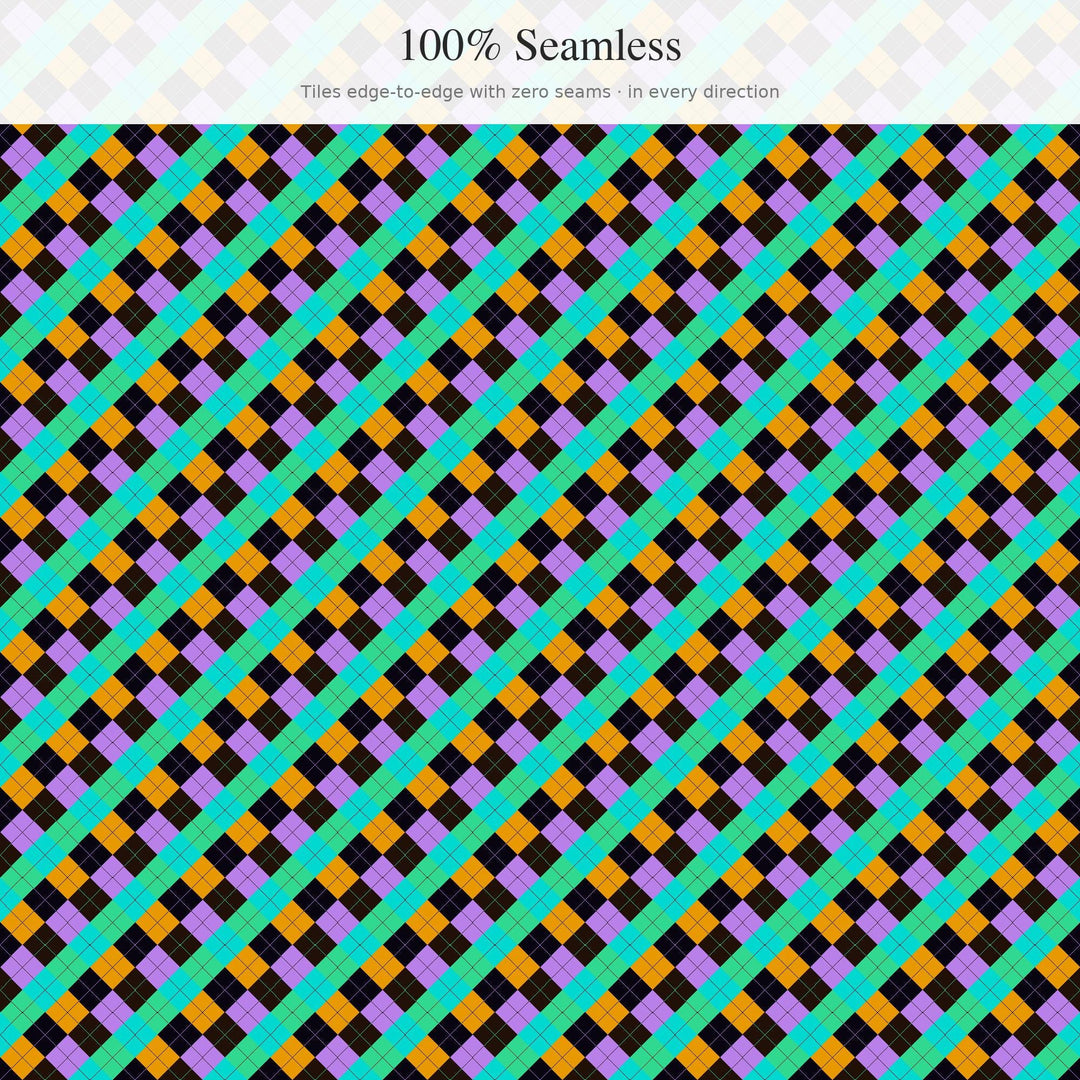 Afrofuturism Argyle Digital Paper for Bold Craft Projects, Seamless Cosmic Diamond Lattice for Fabric and Scrapbooking