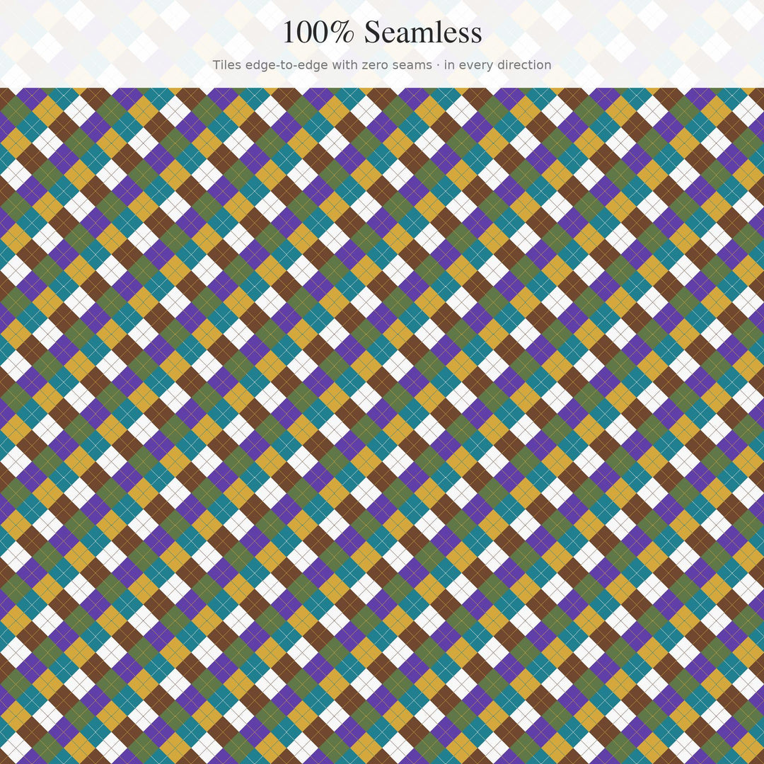 America the Beautiful Argyle Digital Paper for Patriotic Craft Projects, Seamless Landscape Diamond Grid for Fabric and Scrapbooking