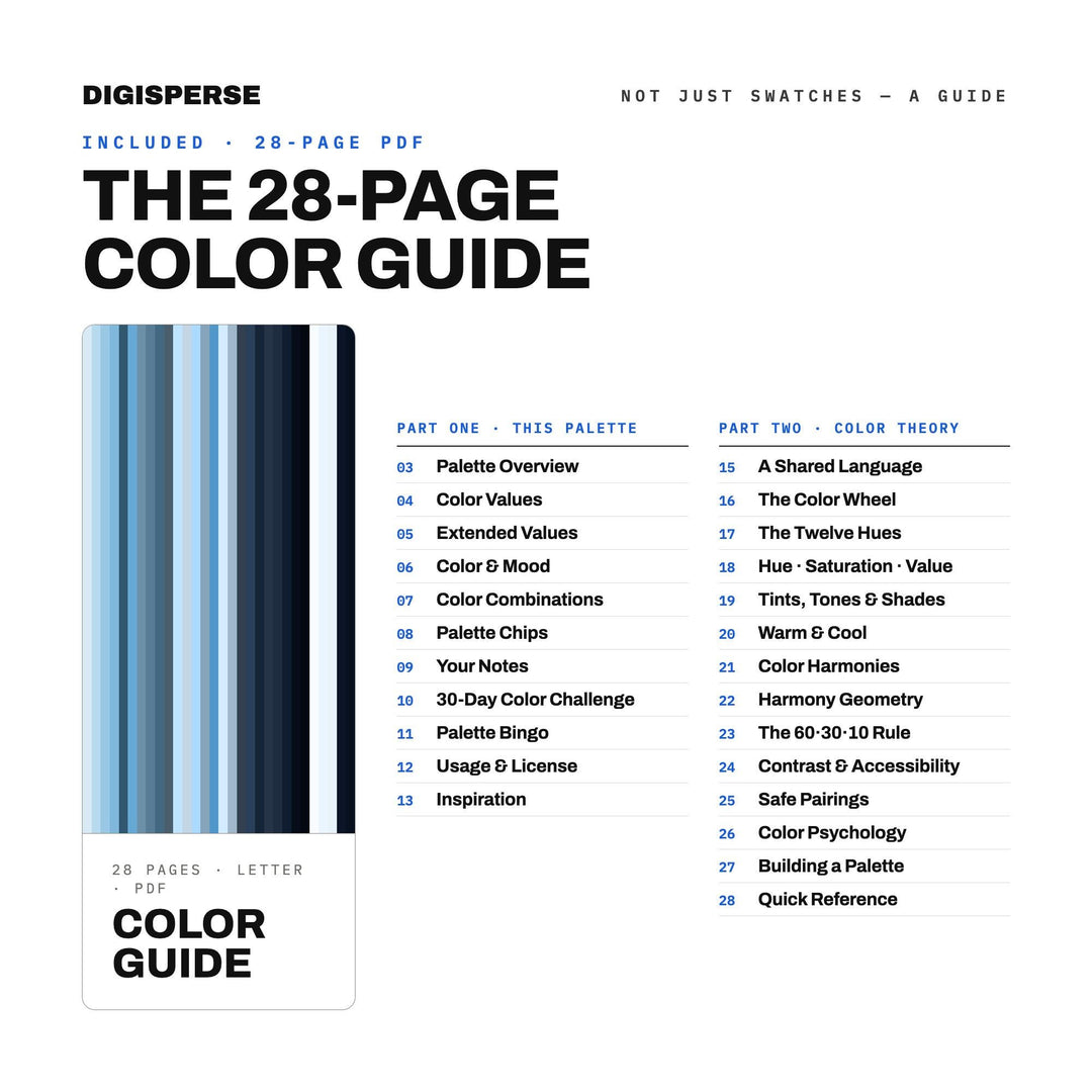 Polar Vortex Color Palette | 30 Colors | Hex RGB CMYK | Color Guide | Procreate Swatches + ASE | Digital Download