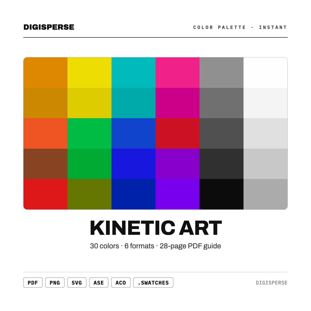 Kinetic Art Color Palette | 30 Colors, HEX, RGB, CMYK (Digital Download)