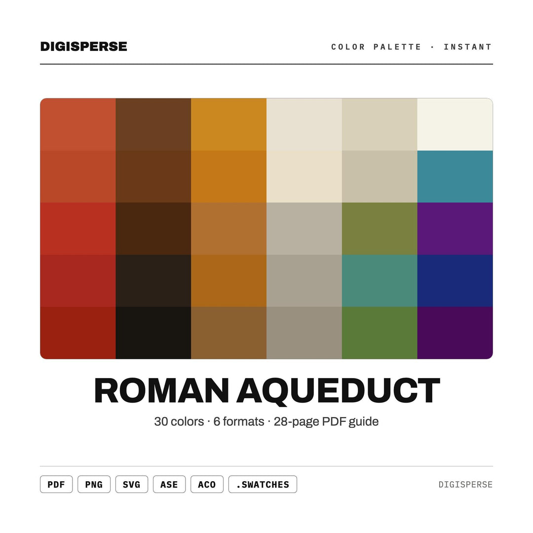 Roman Aqueduct Color Palette | 30 Procreate Swatches, ASE Guide (Digital Download)
