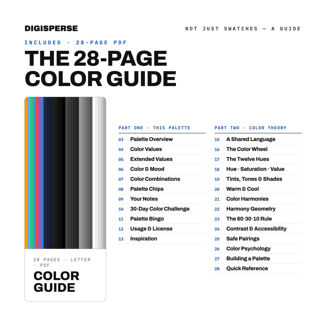 Dark Mode Color Palette | 30 Procreate Swatches, HEX, RGB, CMYK (Digital Download)