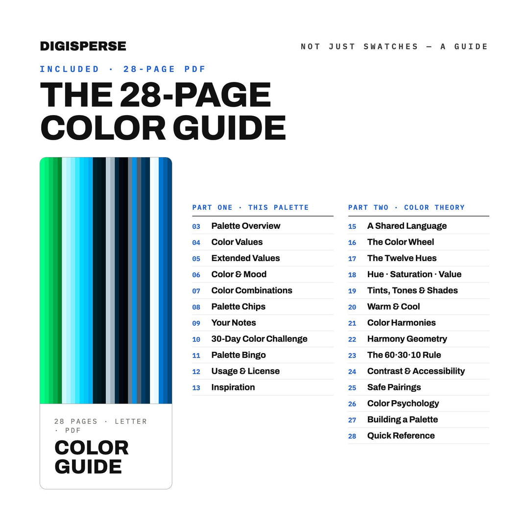 Data Stream Color Palette | 30 Procreate Swatches, ASE Guide (Digital Download)