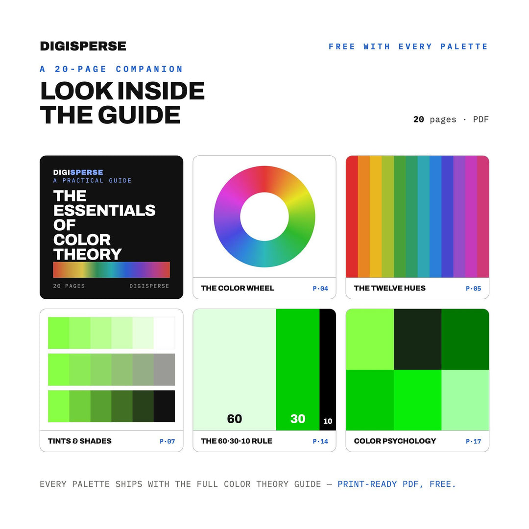 Hacker Green Color Palette | 30 Hex Procreate Swatches, ASE, PDF Guide (Digital Download)