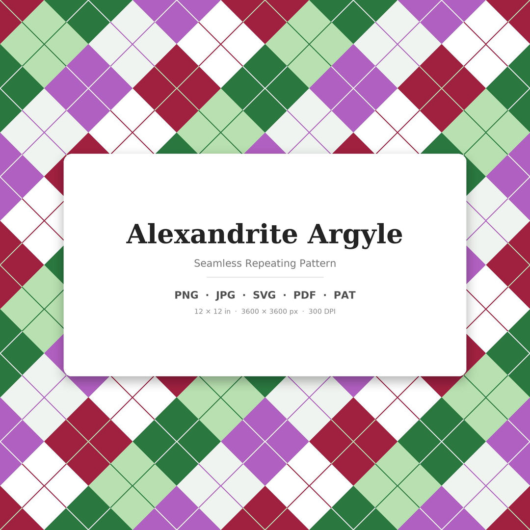 Alexandrite Argyle Digital Paper for Jewel Tone Crafts, Seamless Gemstone Diamond Check for Fabric Printing and Scrapbooking