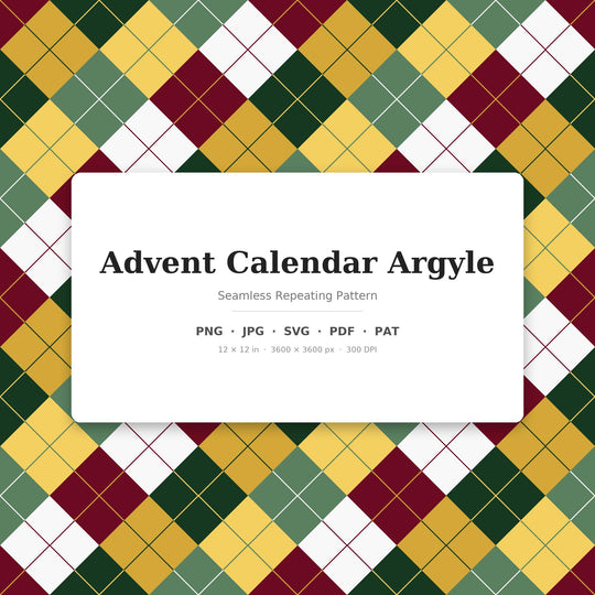 Advent Calendar Argyle seamless pattern set — main preview