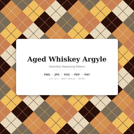 Aged Whiskey Argyle seamless pattern set — main preview