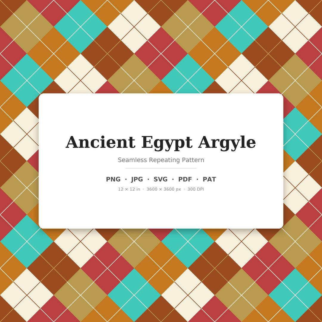Ancient Egypt Argyle Digital Paper for Historical Craft Projects, Seamless Gold Diamond Grid for Fabric and Scrapbooking