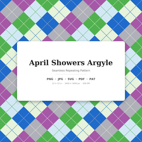 April Showers Argyle seamless pattern set — main preview