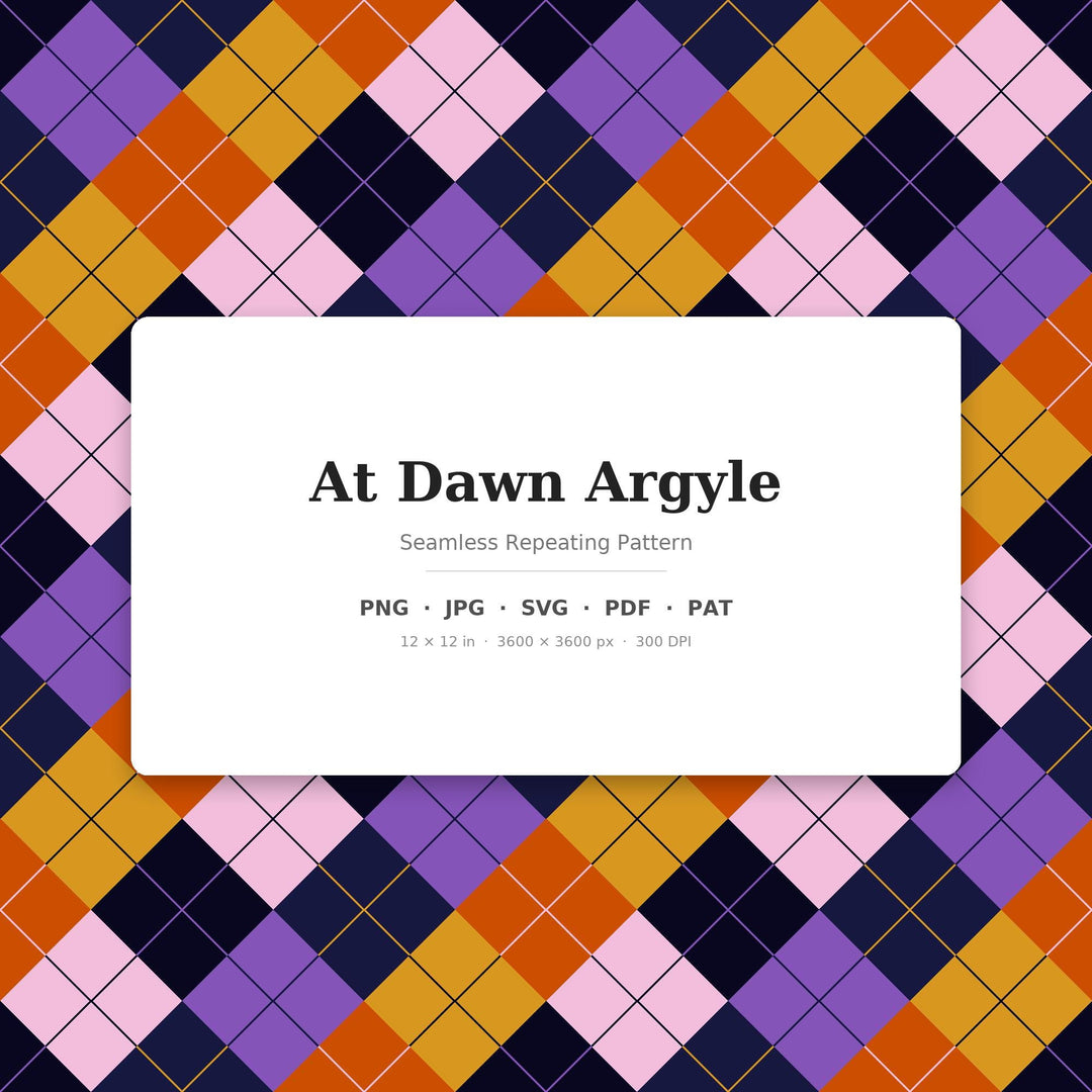 At Dawn Argyle Seamless Pattern | Multi-Color Repeating Fabric Design (Digital Download)