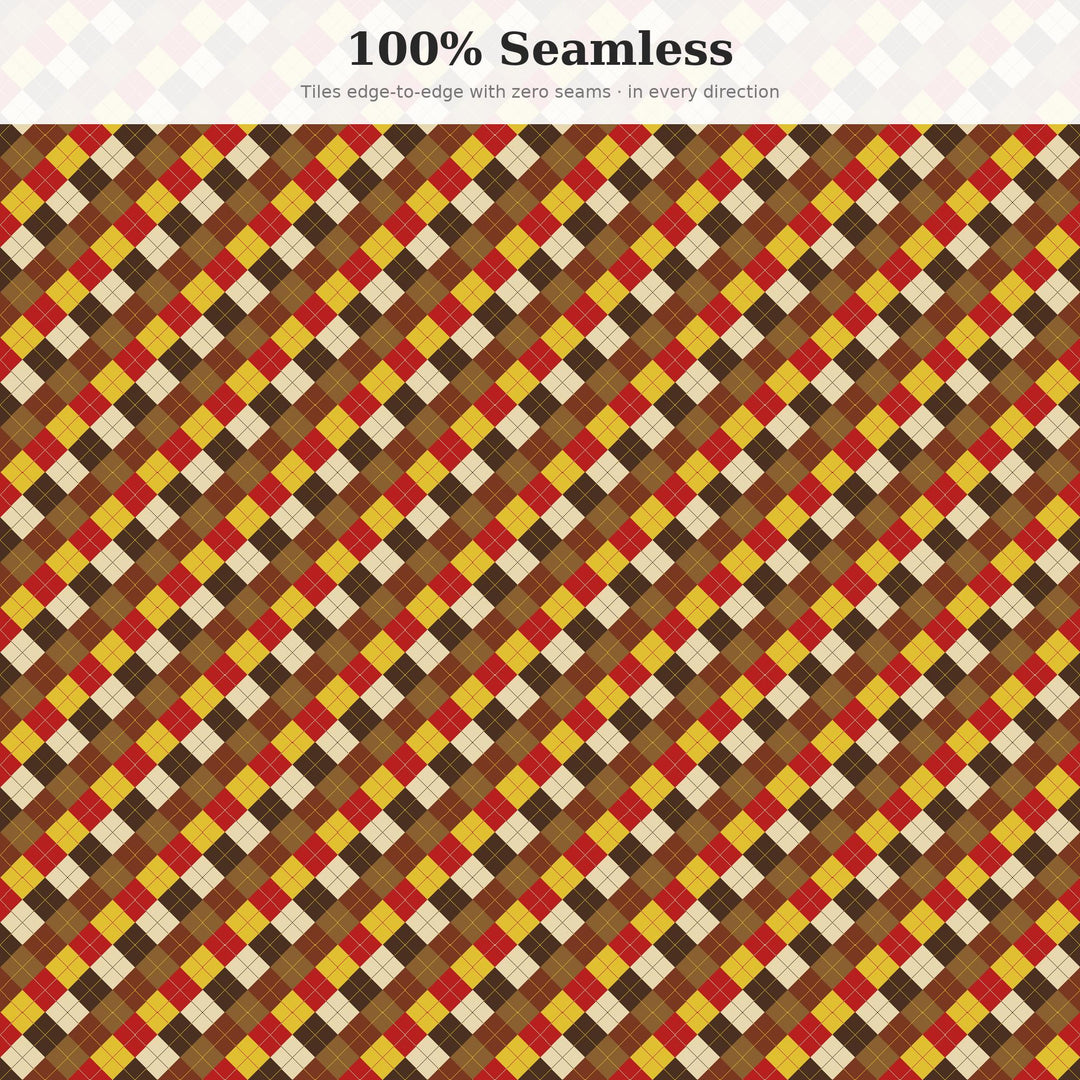 Autumn Harvest Argyle Seamless Pattern | Digital Paper, Fabric Design (Digital Download)
