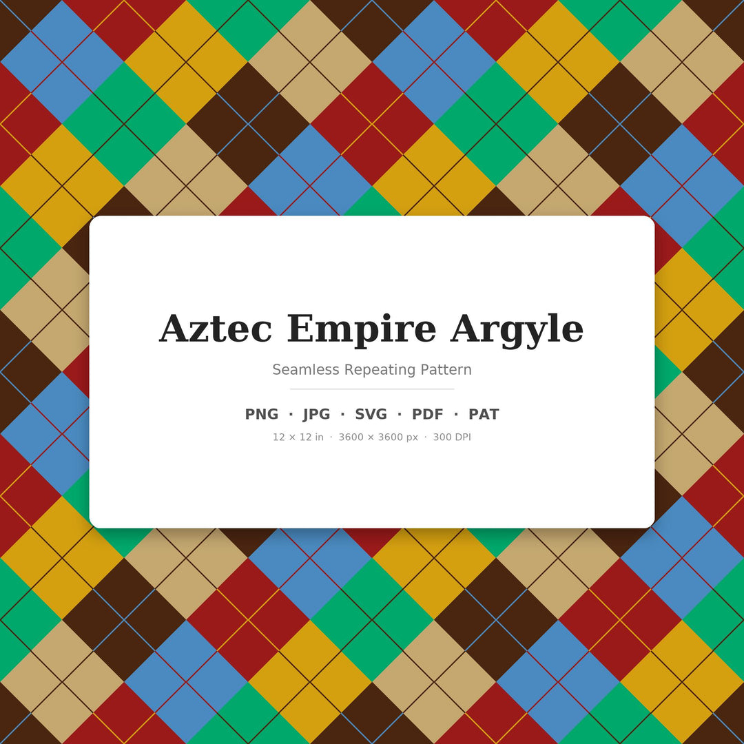 Aztec Argyle Seamless Pattern | Multi-Color Aztec Empire Argyle | .png .jpg .svg .pdf .pat | Digital Paper | Fabric & Surface Design