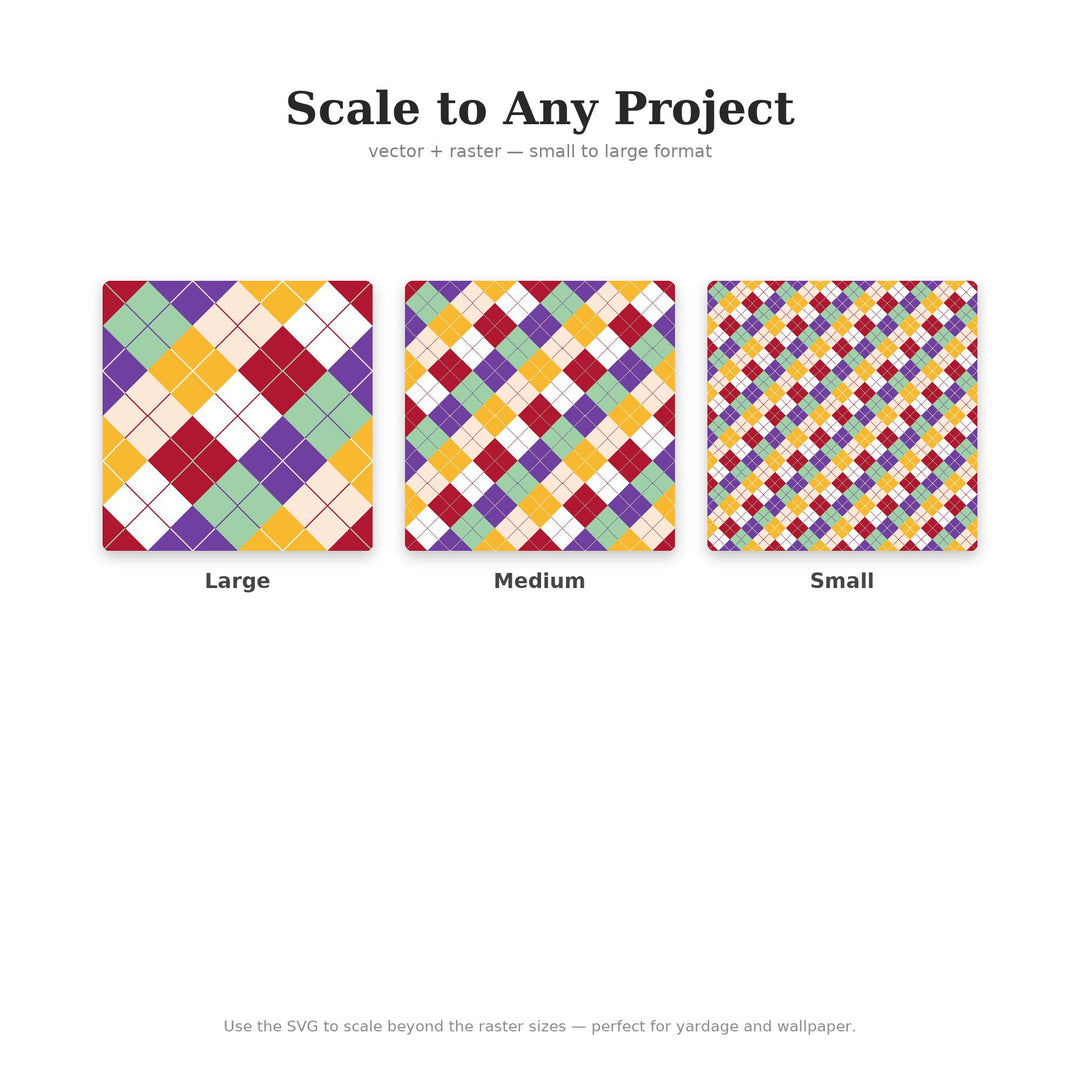 Bali Sunrise Argyle Seamless Pattern | Multi-Color Fabric Design (Digital Download)