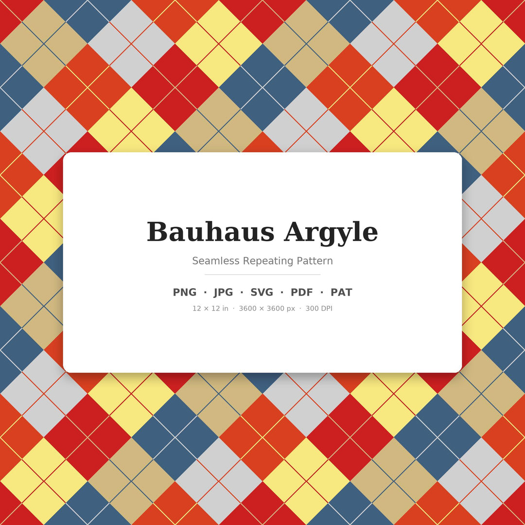 Bauhaus Argyle Seamless Pattern | Multi-Color Fabric Design (Digital Download)
