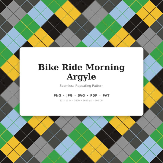 Bike Ride Morning Argyle seamless pattern set — main preview
