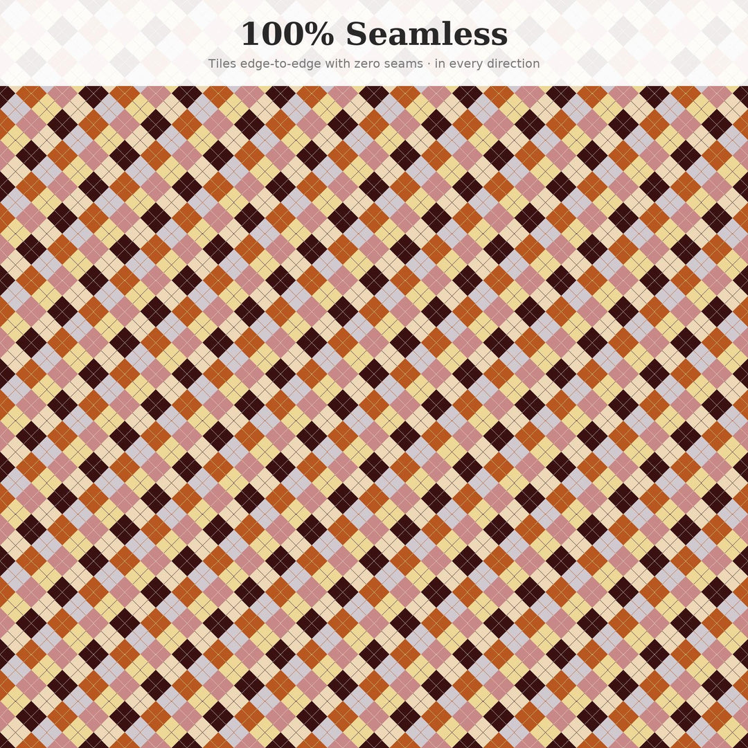 Bittersweet Argyle Digital Paper for Nostalgic Craft Projects, Seamless Muted Diamond Grid for Fabric and Scrapbooking