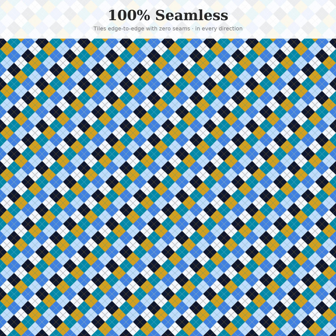 Blockchain Blue Argyle Digital Paper for Tech Craft Projects, Seamless Digital Diamond Lattice for Fabric and Scrapbooking