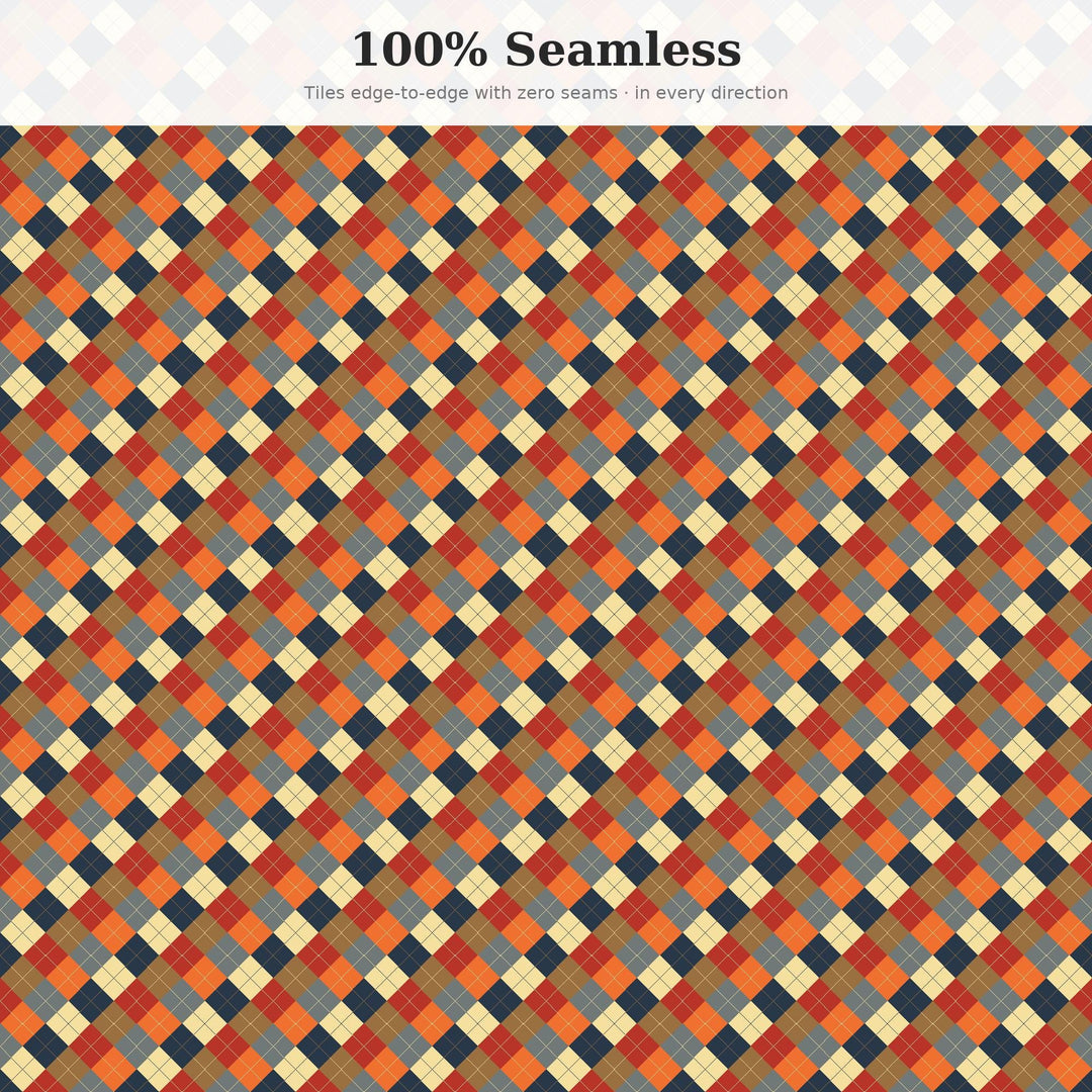 Boat Dock Sunrise Argyle Seamless Pattern | Digital Paper, Fabric Design (Digital Download)