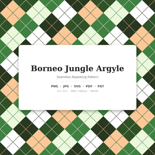 Borneo Jungle Argyle seamless pattern set — main preview