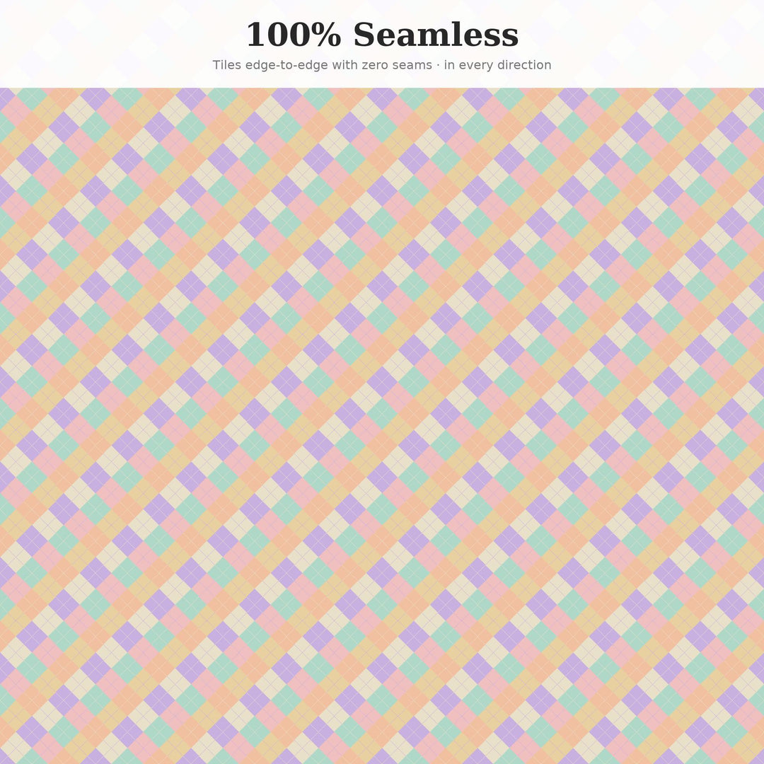 Bridal Shower Argyle Seamless Pattern | Multi-Color Fabric Design (Digital Download)