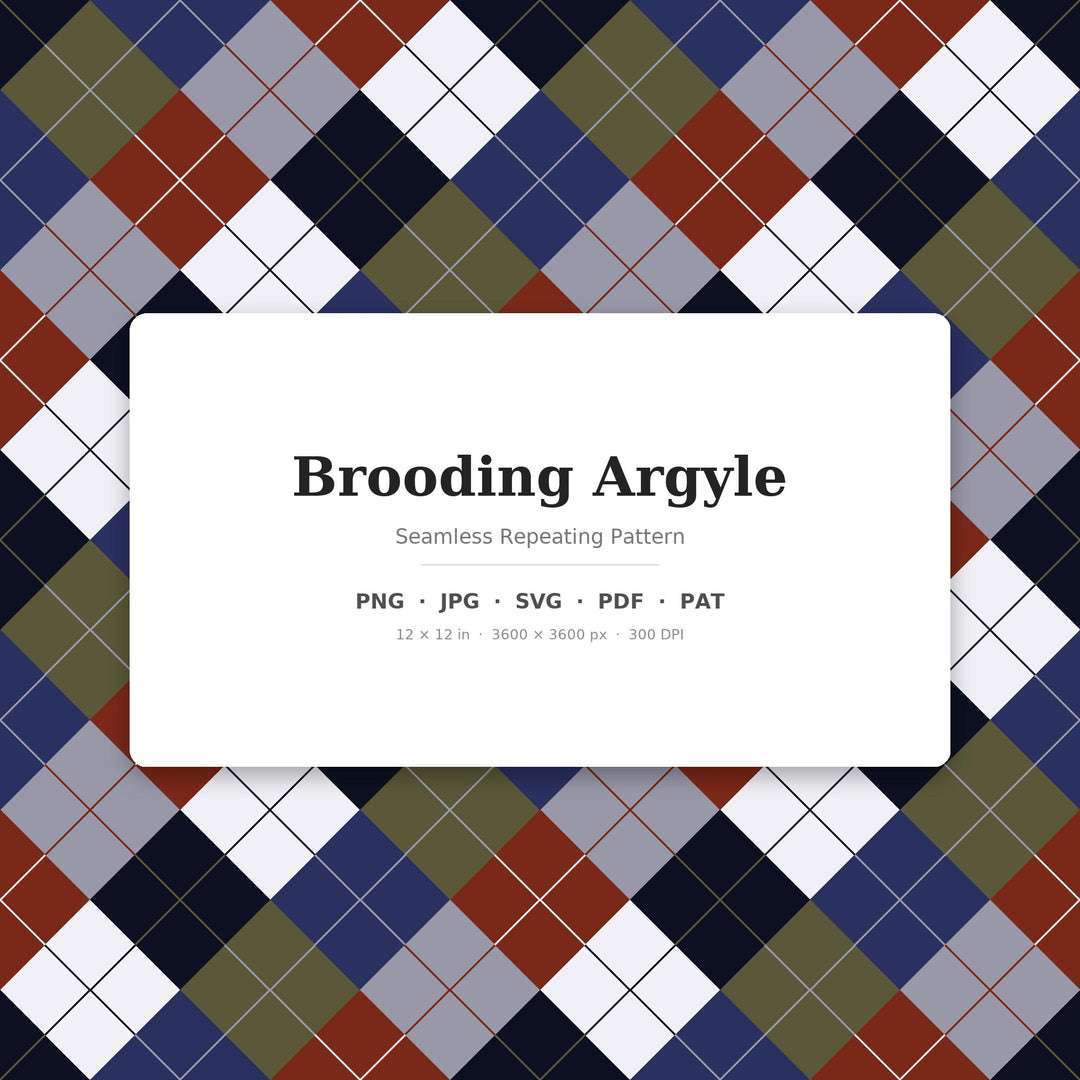 Brooding Argyle Seamless Pattern | Multi-Color Fabric Design (Digital Download)