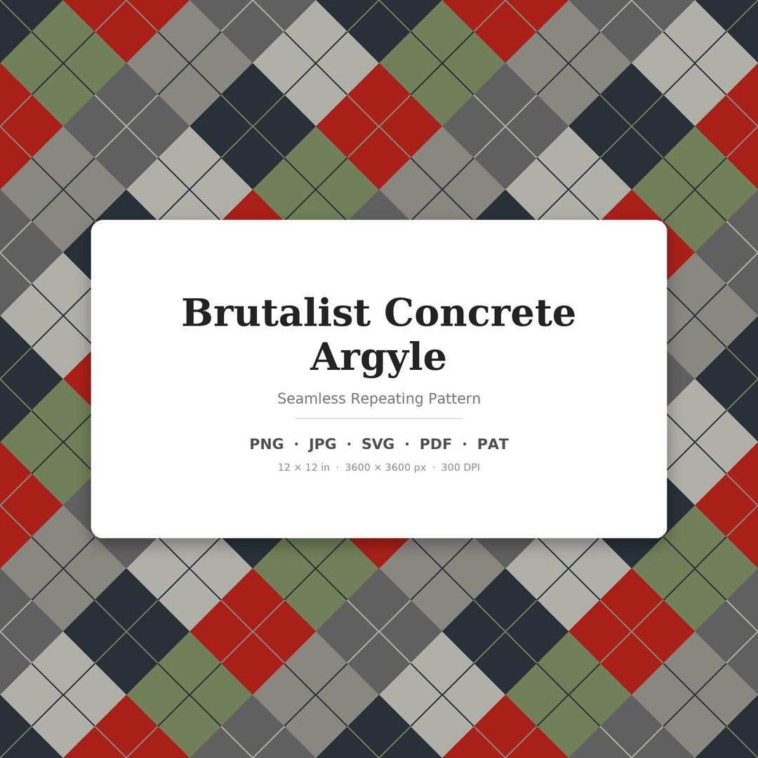 Brutalist Argyle Seamless Pattern | Multi-Color Concrete Digital Paper (png, jpg, svg, pdf, pat)