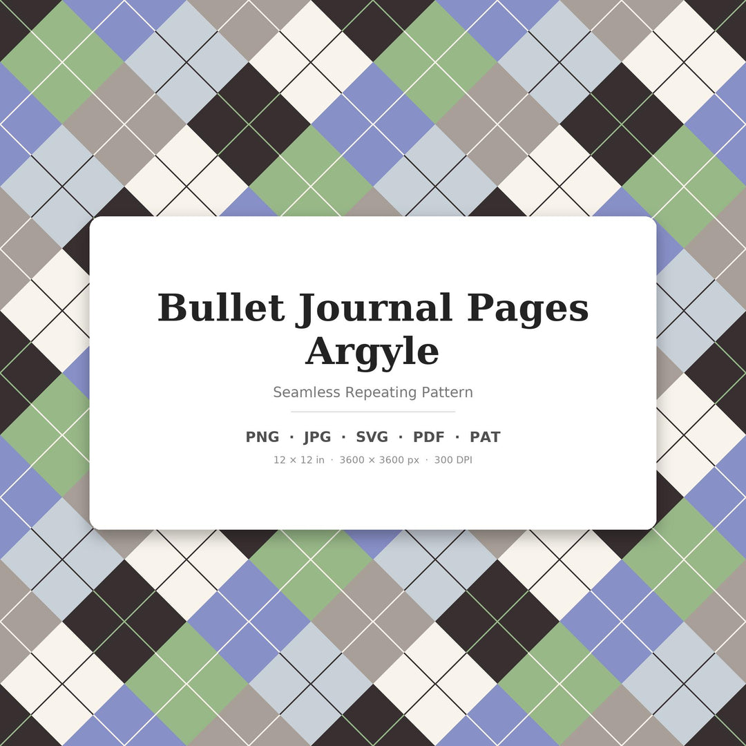 Bullet Argyle Seamless Pattern | Multi-Color Bullet Journal Pages Argyle | .png .jpg .svg .pdf .pat | Digital Paper