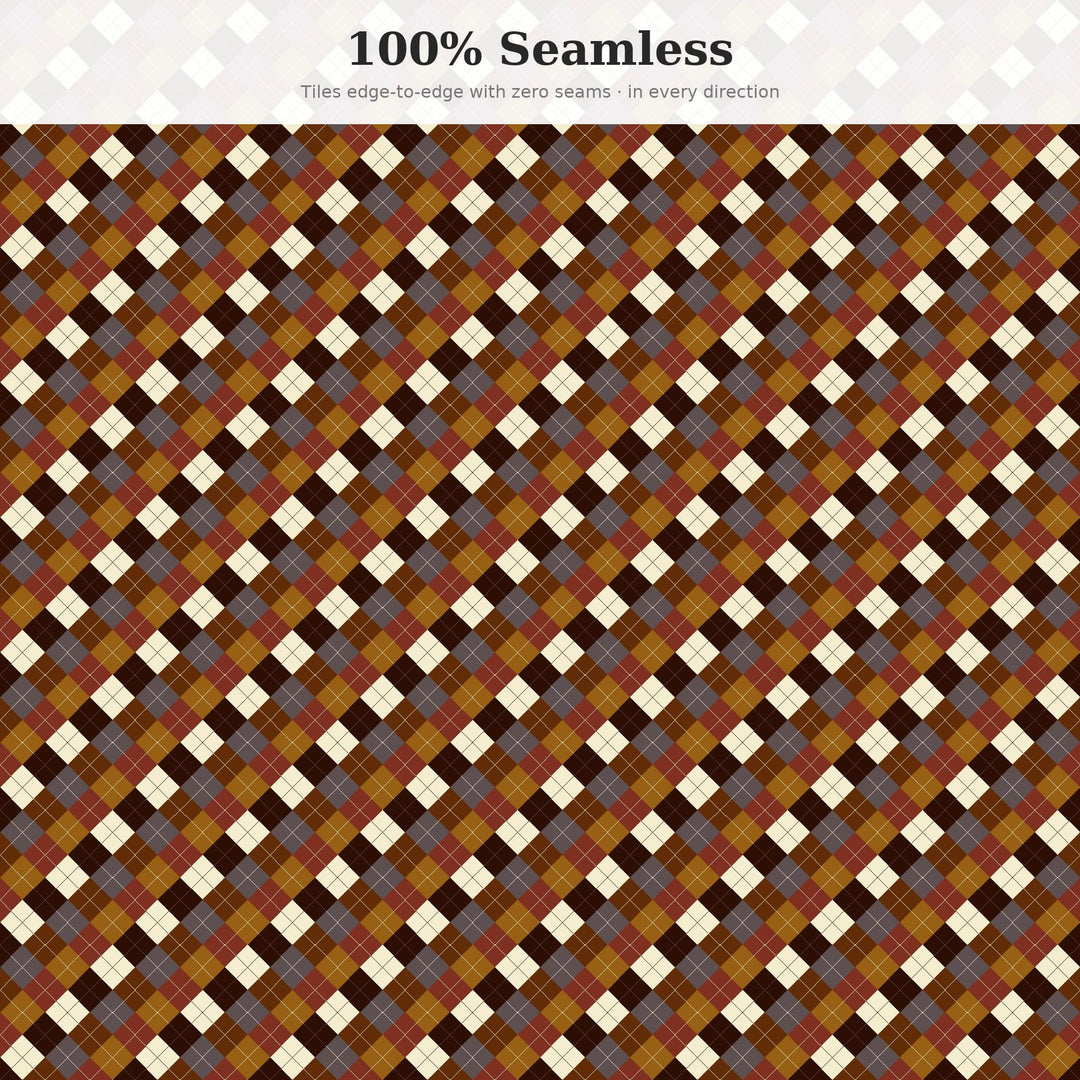Calligraphy Ink Argyle Seamless Pattern | Multi-Color Repeating Digital Paper (Digital Download)
