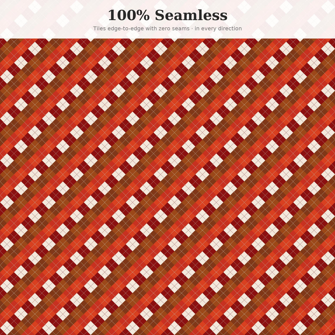 Carnelian Argyle Seamless Pattern | Multi-Color Fabric Design (Digital Download)
