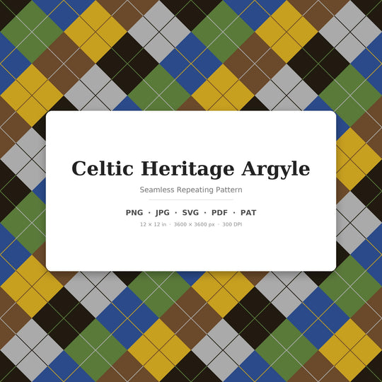 Celtic Heritage Argyle seamless pattern set — main preview