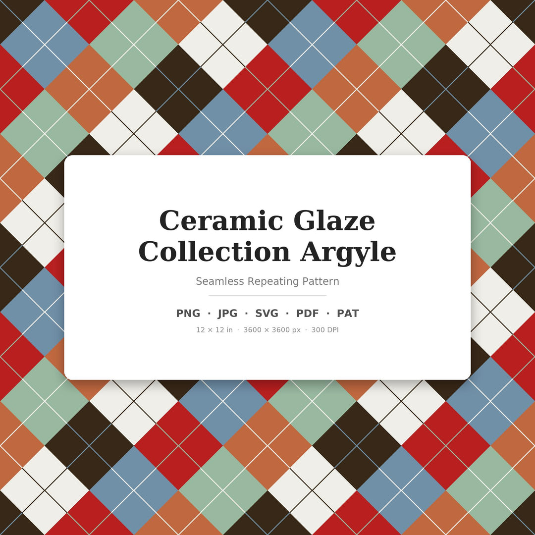 Ceramic Argyle Seamless Pattern | Multi-Color Glaze Collection (Digital Download)