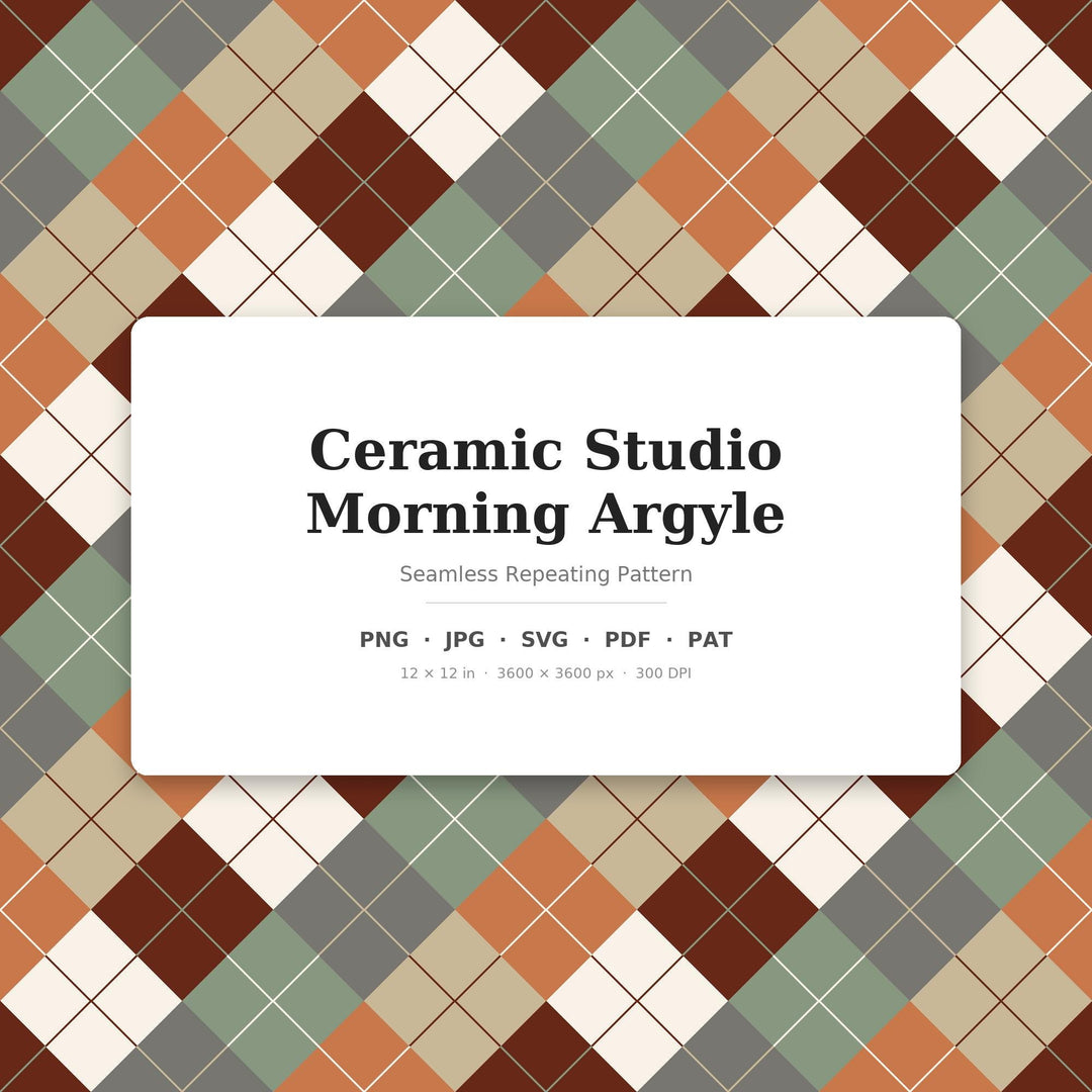 Ceramic Argyle Seamless Pattern | Multi-Color Ceramic Studio Morning Argyle | .png .jpg .svg .pdf .pat | Digital Paper