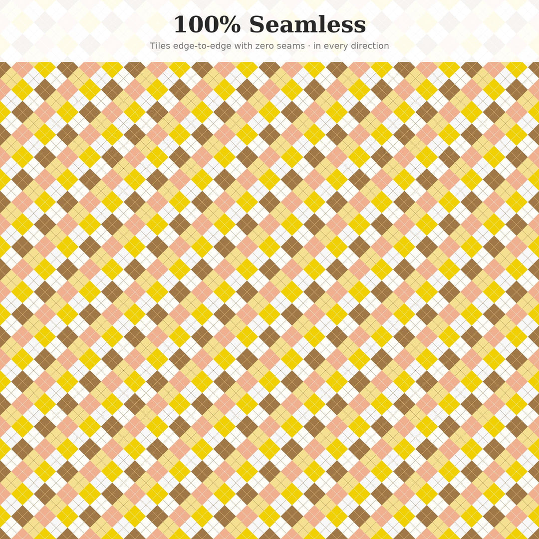 Champagne Argyle Seamless Pattern | Multi-Color Champagne Fizz Argyle | .png .jpg .svg .pdf .pat | Digital Paper | Fabric & Surface Design
