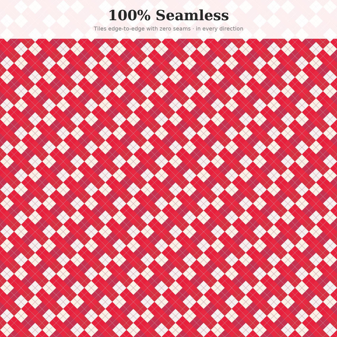 Cherry Argyle Seamless Pattern | Multi-Color Cherry Compote Argyle | .png .jpg .svg .pdf .pat | Digital Paper | Fabric & Surface Design