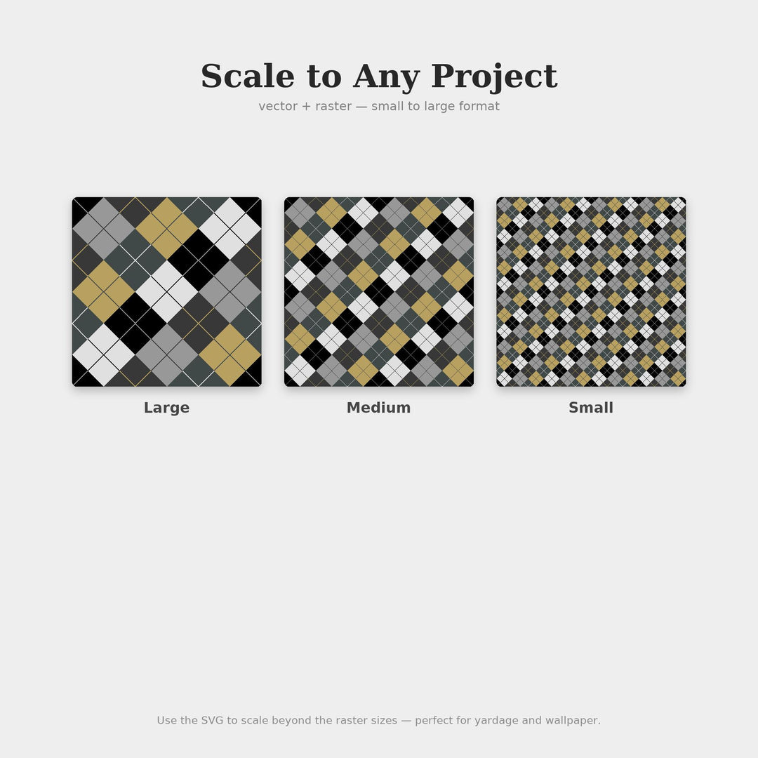 Cinema Noir Argyle Seamless Pattern | Multi-Color Digital Paper (Digital Download)