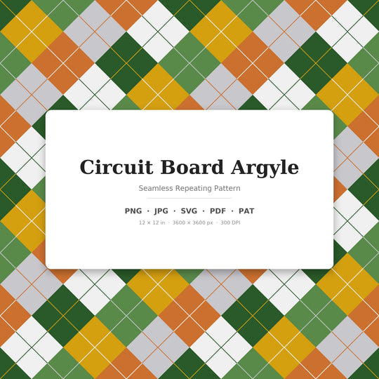 Motif argyle sans couture de carte de circuit imprimé | Conception de tissu multicolore (téléchargement numérique)