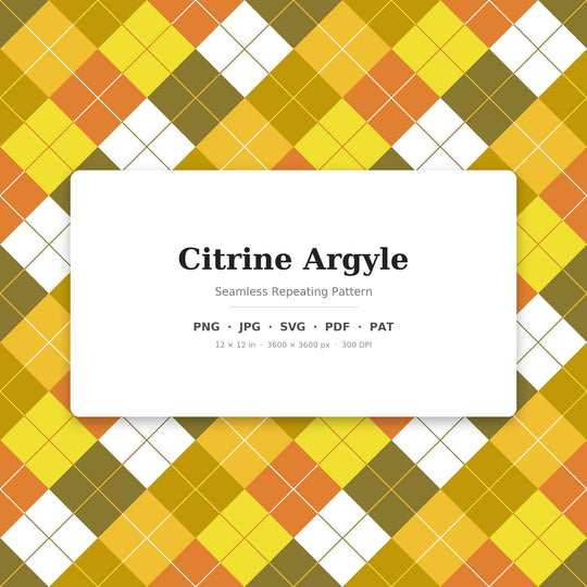 Motif sans couture citrine Argyle | Design de tissu multicolore (Téléchargement numérique)
