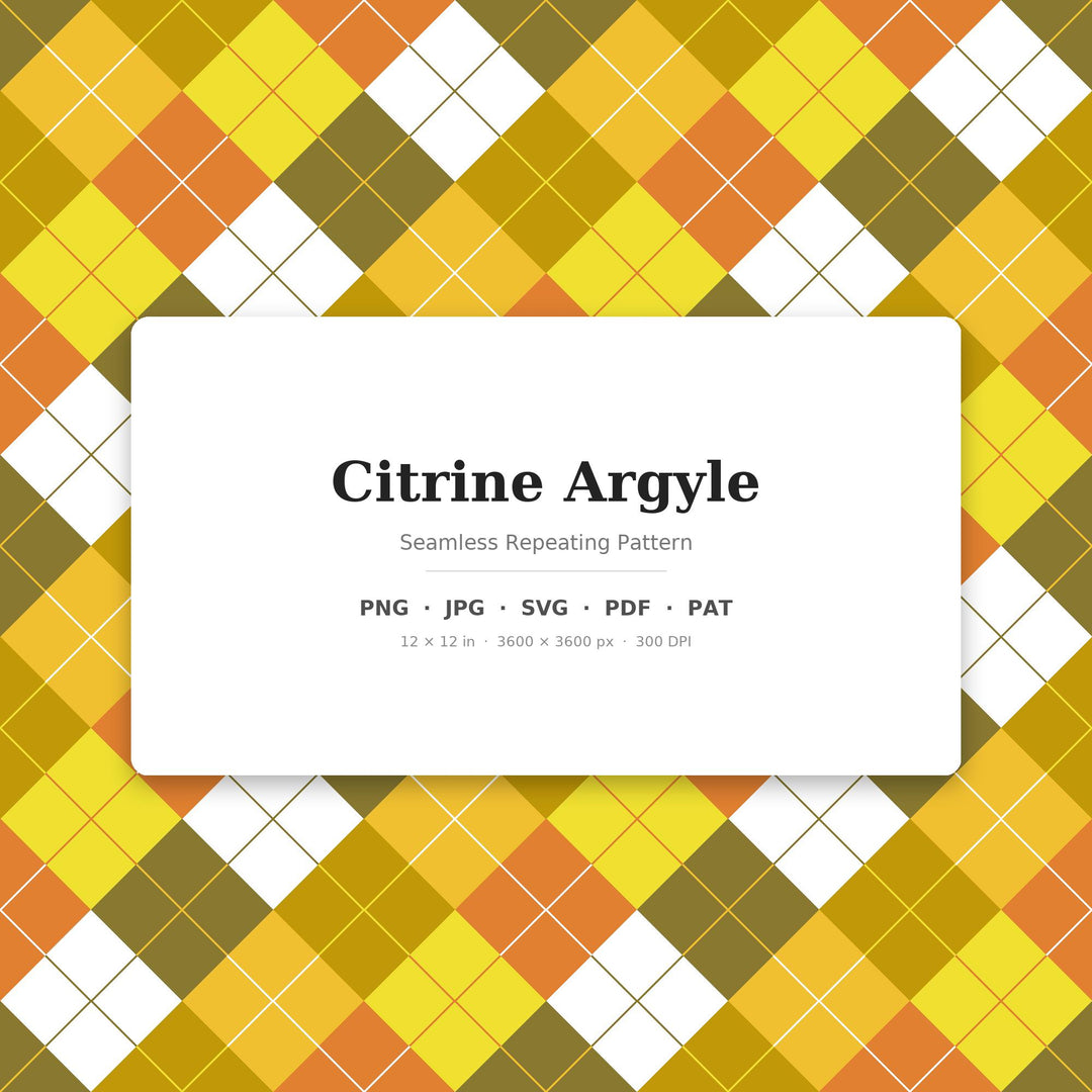 Citrine Argyle Seamless Pattern | Multi-Color Fabric Design (Digital Download)