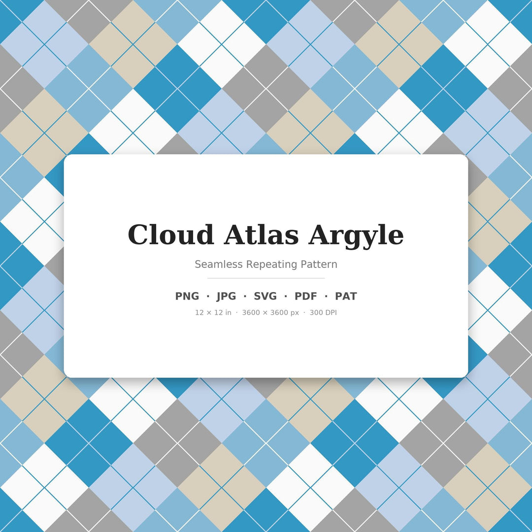 Cloud Atlas Argyle Seamless Pattern | Multi-Color Fabric Design (Digital Download)