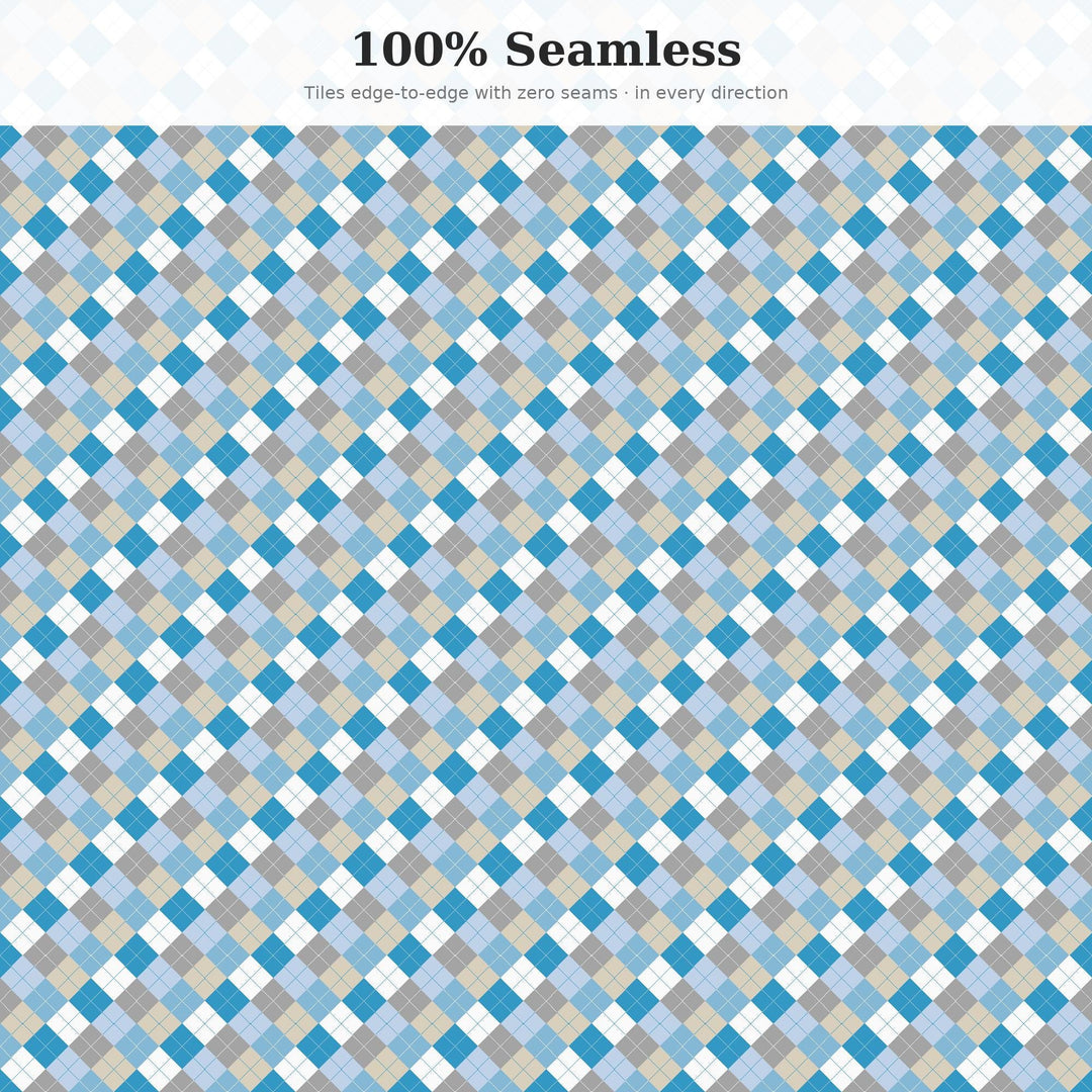 Cloud Atlas Argyle Seamless Pattern | Multi-Color Fabric Design (Digital Download)