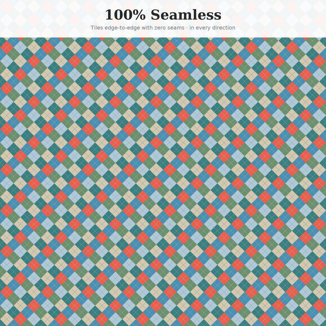 Coastal Blues Argyle Seamless Pattern | Fabric & Surface Design (Digital Download)