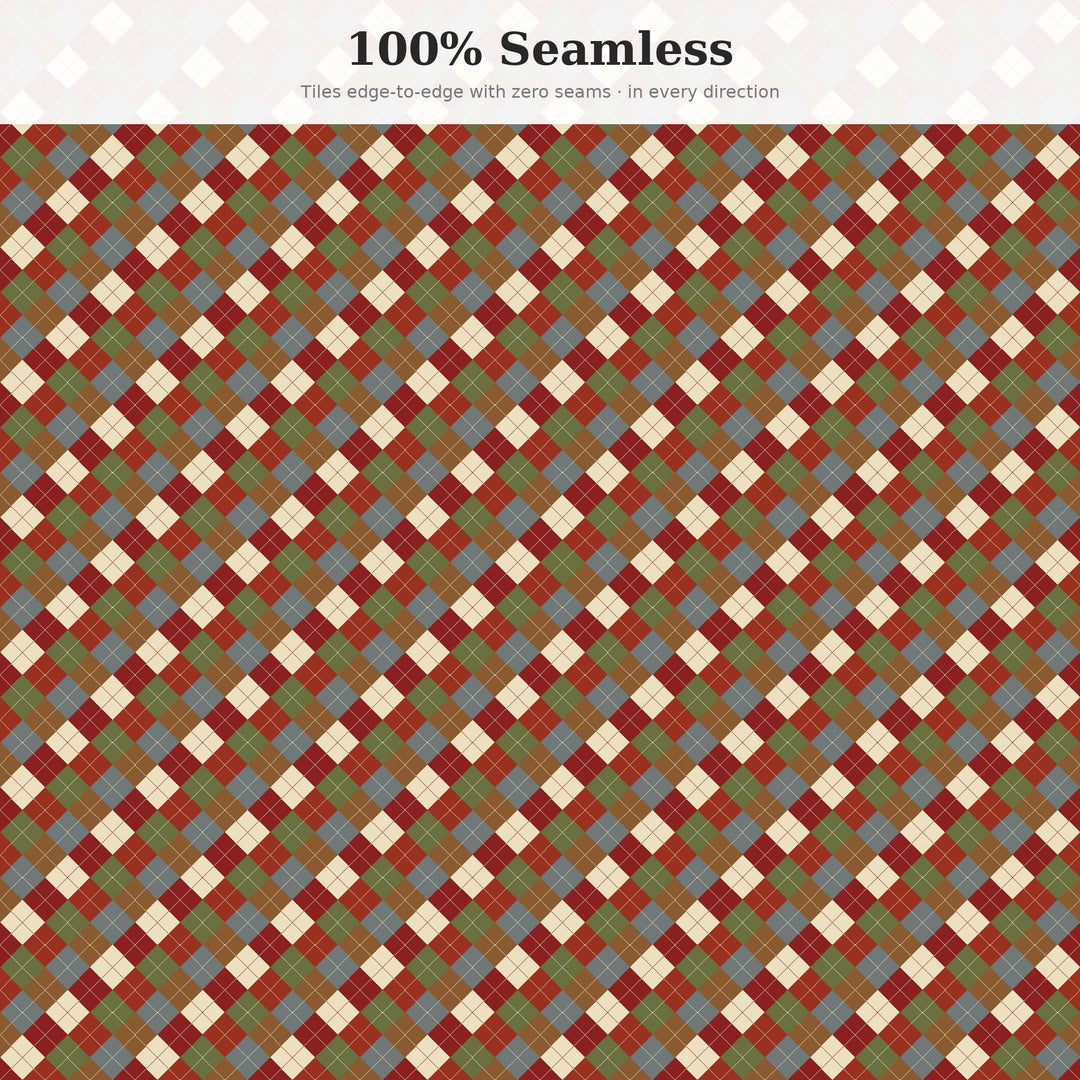 Colonial Argyle Seamless Pattern | Multi-Color Colonial America Argyle | .png .jpg .svg .pdf .pat | Digital Paper | Fabric & Surface Design